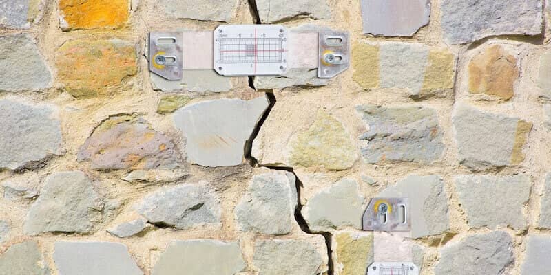 Plastic mechanical crack meter to measure subsidence movement across surface cracks and joints. The six biggest causes of subsidence. 