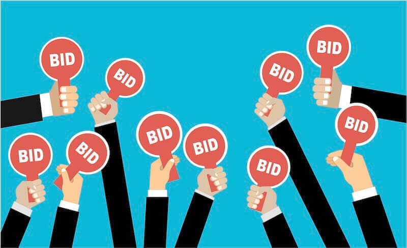 Bidding paddles at auction.
